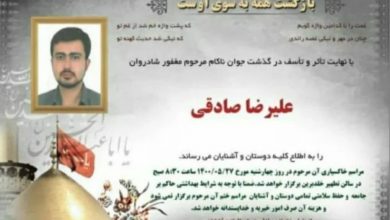 تصویر درگذشت علیرضا صادقی کنشگر میراث فرهنگی 