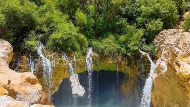 تصویر آبشار تخت سلیمان سمیرم اصفهان خطرناک‌ترین آبشار ایران