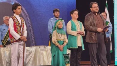 تصویر نقالی گروه هنری بنیاد فردوسی در همایش ملی بزرگداشت امامزادگان